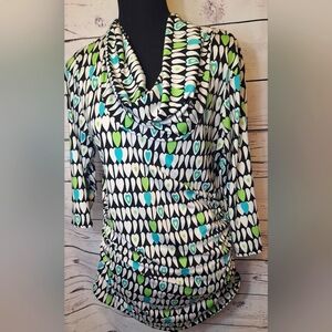 #630 Sunset Rd. Cowl neck heart shaped print maternity top sz L